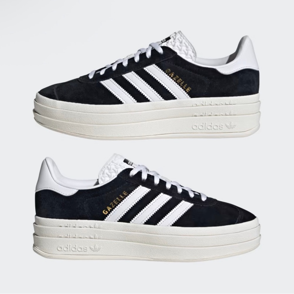 Adidas Gazelle Bold Black and White Sneakers 41.5 10 Women’s - Picture 4 of 5